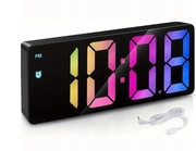 Zegar Termometr stojący budzik elektroniczny LED Alarm RGB kolorowy