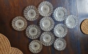 Vintage talerze deserowe 11szt."Cora" E.Trzewik-Drost HSG Ząbkowice szkło 