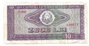 Banknot nominał 10 lei z okresu Republiki Socjalistycznej Rumunii 1966–1989