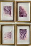 Zestaw oryginalnych obrazów abstrakcyjnych malowanych ręczne fioletowy A5