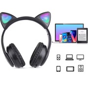 Słuchawki SD Bluetooth dla dzieci prezent na Mikołaja Migające uszy kotka