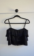 Mango MNG czarny top z frędzlami black fringes 36 S