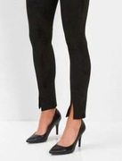 Czarne spodnie z gumką w talii z rozcięciami R46