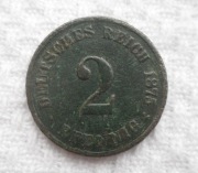 Niemcy Wilhelm I Hohenzollern 2 fenigi pfennig 1875 C Frankfurt - Main KM#2