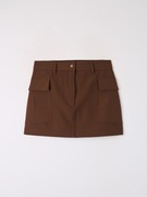 Spódniczka materiałowa, brązowa, krótka