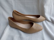 Nowe baleriny jasny brąz nude wzór jodełka 38