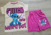 Komplet krótkie spodenki bluzka krótki rękaw Stitch dziewczynka 110/116 