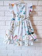 Sukienka dla dziewczynki krótka kwiaty falbana 