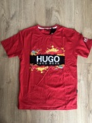 Nowy T-shirt Hugo Boss M – intensywna czerwień kolorowy nadruk 100% bawełna