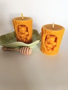 Świeca walec z misiem z wosku pszczelego