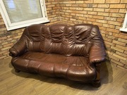 Sprzedam dębową, skórzaną kanapę