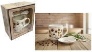 kubek ceramiczny z talerzykiem i łyżeczką COFFEE 350 ml kpl 3 el. CSN-52412