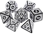 Zestaw kości do gier fabularnych RPG 7 szt. mroczne gotyckie, białe