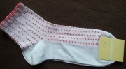 CALZEDONIA skarpetki białe w czerwone kropeczki falbanka bawełna 37-39