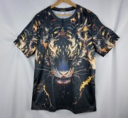 AURIVELLA męski T-shirt Złoty Tygrys czarny M