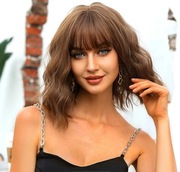 Peruka damska brązowa bob kręcone faliste włosy dostawa 24h PL