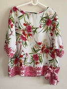 Bluzka Wallis w kwiaty, krótki rękaw, rozmiar L/XL