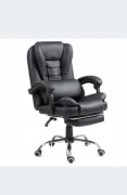 Fotel biurowy obrotowy z podnóżkiem poduchą pod lędźwie czarny GIOSEDIO