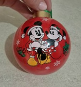 Bombka duża 10cm ceramiczna Myszka Mickey i Minnie czerwona