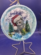 Bombka 3d z kotem w czapce Mikołaja 