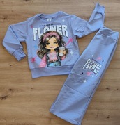 Dres zestaw dziewczynka szerokie nogawki 104/110