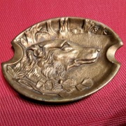 Stara Mosiężna popielniczka Pies Myśliwski - Chart