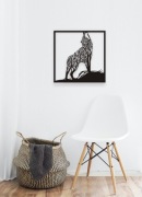 Wilk geometryczny ramka drewno 40x40 obraz 3D