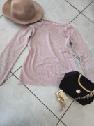 Moda Italy włoski sweter sweterek bluzka  modna kobieca dekolt serek