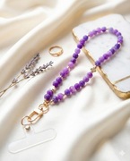 Biżuteryjna smycz do telefonu z agatu trawionego, breloczek gsm S