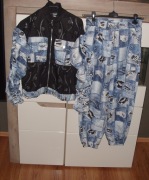 śliczny TATU Dres a'la jeans bojówki +kurtka _cyrkonie _Kieszonki r. M/L