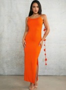 SUKIENKA MIDI POMARAŃCZOWA NA RAMIĄCZKACH