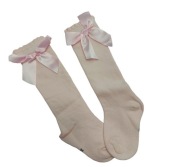 Skarpetki dziewczęce różowe z kokardą 12-18 m-cy