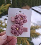 Mini spinki spineczki do włosów handmade 2 szt. szydełkowe kwiatki 