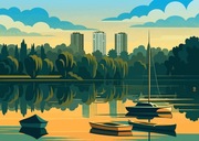 Katowice Gwiazdy z perspektywy Doliny Trzech Stawów - grafika 60x40cm