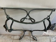 Stolik konsolka ręcznie kuty Metaloplastyka z blat szkło fi 0,6 Hand Made