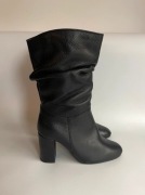 Dune London ocieplane czarne skórzane botki na obcasie 37 38 37,5