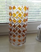 "Chwilowo niedostępny" Kryształowy Wazon Ozdobny PRL Kolorowe Szkło 