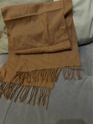 Beżowy camel szalik  z frędzlami wełna 100%