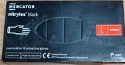 Rękawiczki jednorazowr nitrylowe czarne rozmiar L Mercator