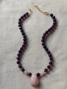 Naszyjnik z ametystu i różowego kwarcu