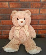 Duży retro miś włochaty puszysty z kokardą 53 cm