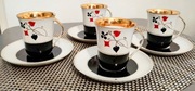 Filiżanki Ćmielów "The Cards" – Krokus, 1962, komplet 4 szt., porcelana