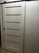 NOWE! Drzwi przesuwne 90L białe + czarne szybki wraz z systemem przesuwnym