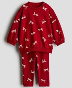 Komplet bluza i legginsy bordowy w kokardki H&M 86 