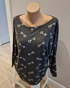 Damska bluzka z długim rękawem tunika szara w białe klucze klucz L XL XXL