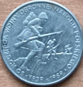 Moneta 500 zł 50 rocznica wojny obronnej 1989