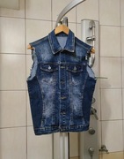 Bezrękawnik kurtka top jeansowy damski woman niebieski dżins dżinsowa 