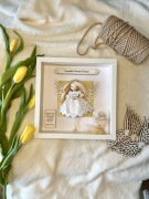 Aniołek za Szkłem prezent na Komunię z makramy na Chrzest personalizowany