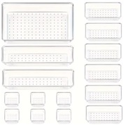 Zestaw organizerów do szuflad 4 rozmiary przezroczyste 15 elementów