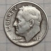 0854 USA 10 centów DIME 1947 D  srebro